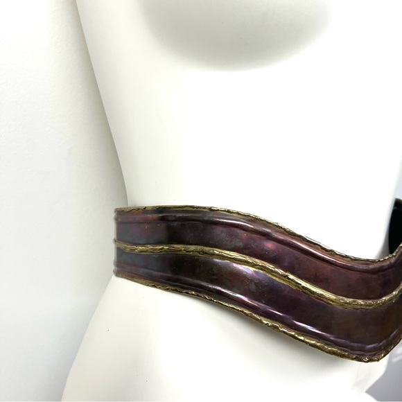 Vintage Handmade Brutalist Hammered Metal Copper Belt - Picture 12 of 16